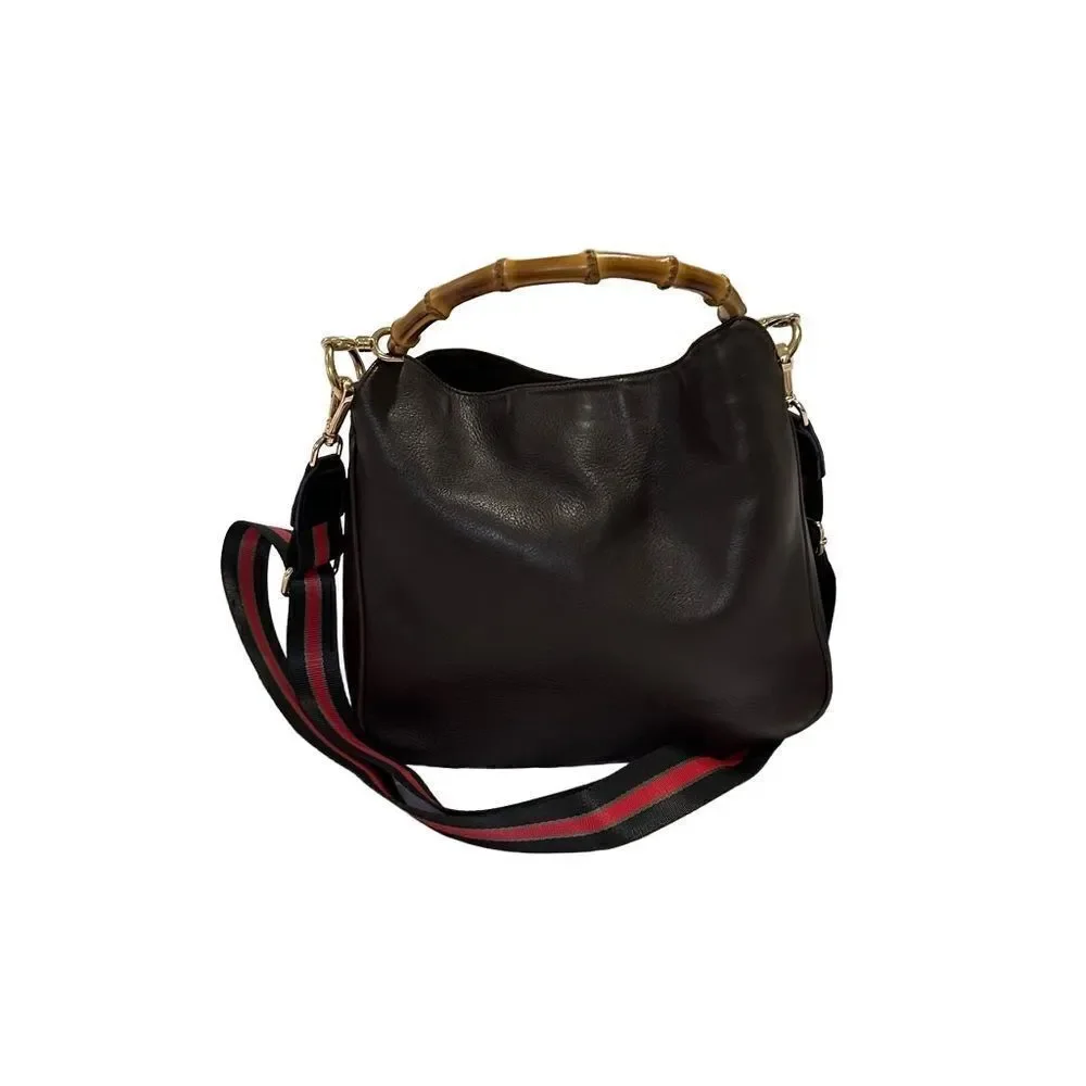 Gucci leather bag with bamboo handles